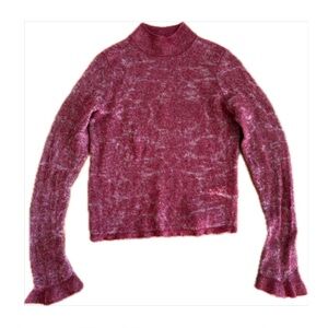 Anthropologie Wool Blend Mock Neck Sweater Medium Cherry